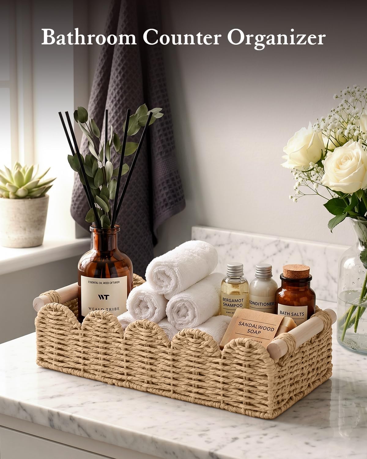 Toilet Paper Storage Basket for Toilet Tank, Bathroom Organizer
