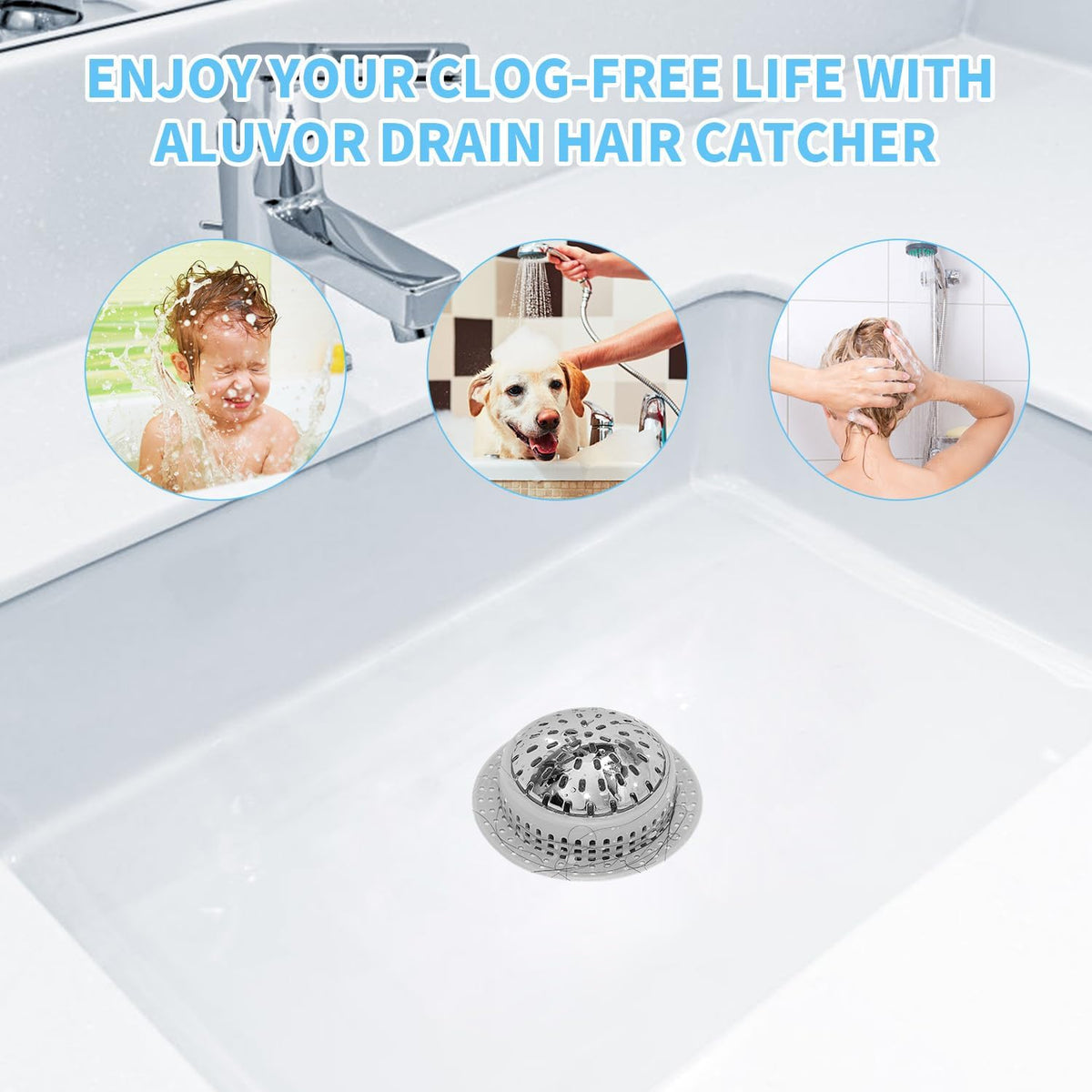 Aluvor Bathtub Drain Hair Catcher Shower Drain Cover Sink Drain Protector