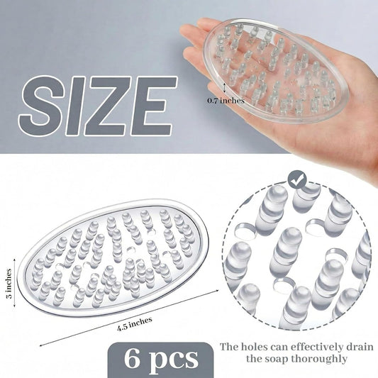 6 Pcs Soap Dish with Holes for Kitchen Bathroom, Clear