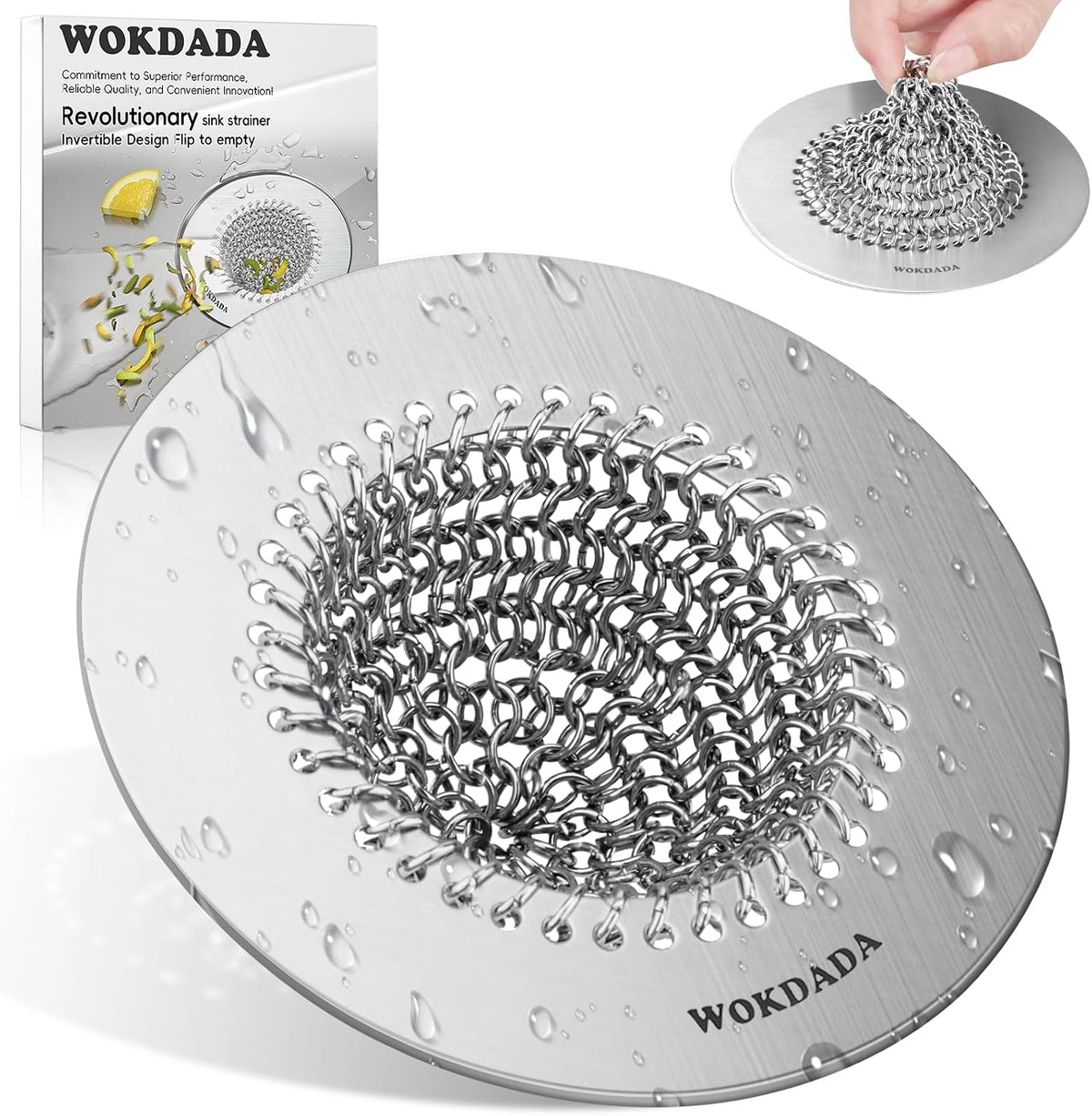 WOKDADA Reversible Kitchen Sink Drain Strainer, Anti-Clog Flat Edge Design