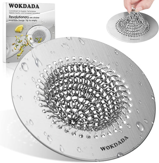 WOKDADA Reversible Kitchen Sink Drain Strainer, Anti-Clog Flat Edge Design