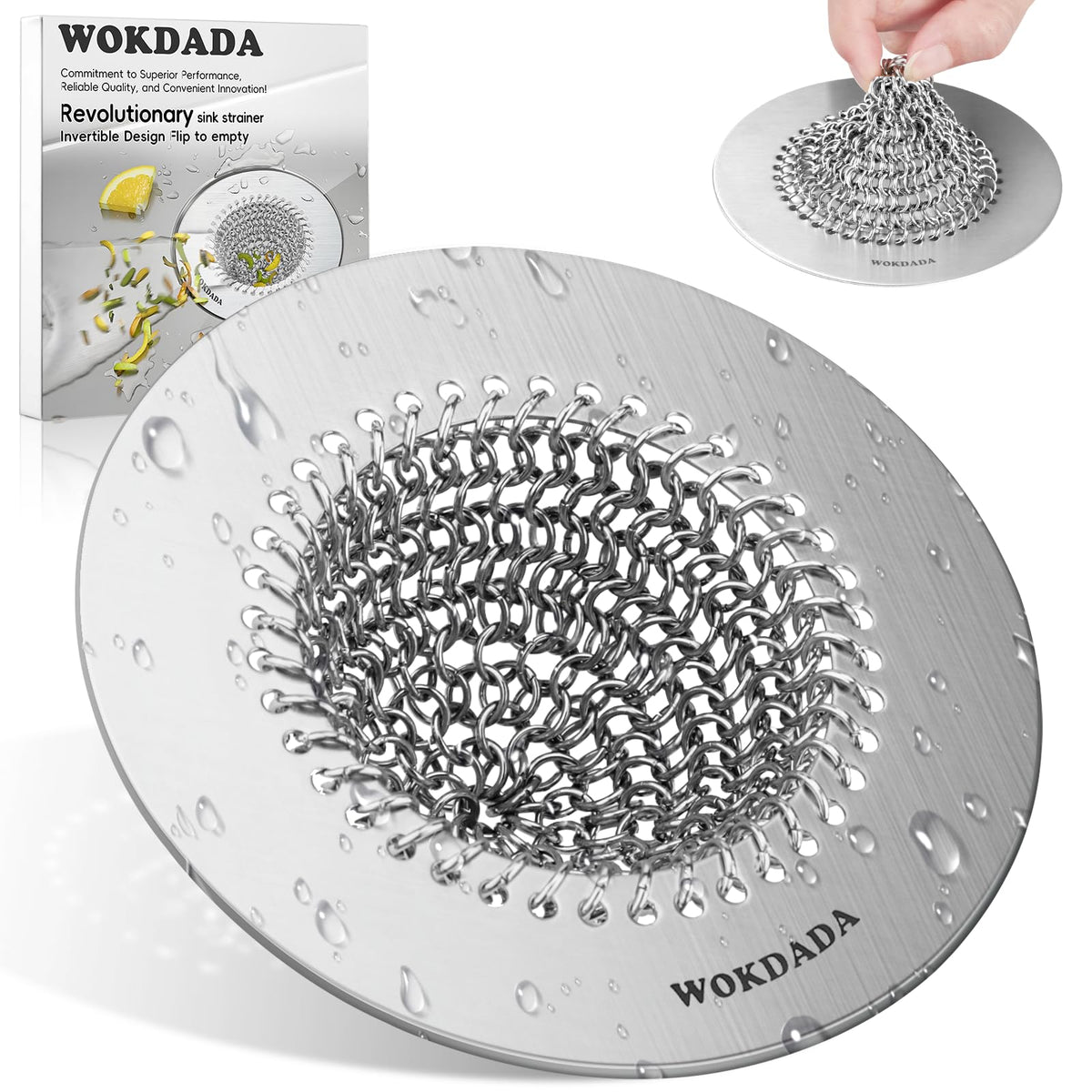 WOKDADA Reversible Kitchen Sink Drain Strainer, Anti-Clog Flat Edge Design