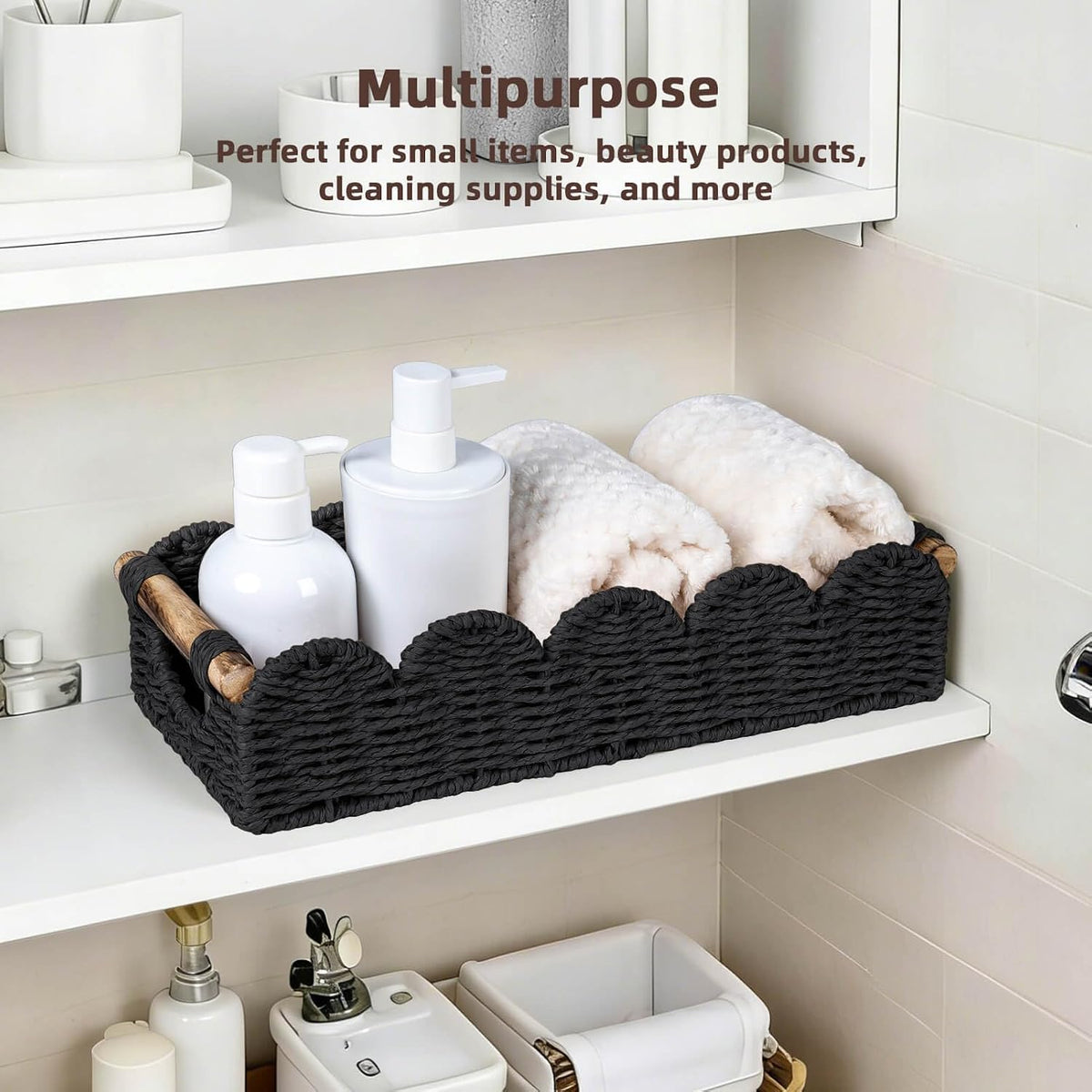 CubesLand Toilet Tank Paper Storage Basket Bathroom Decor Organizer Basket