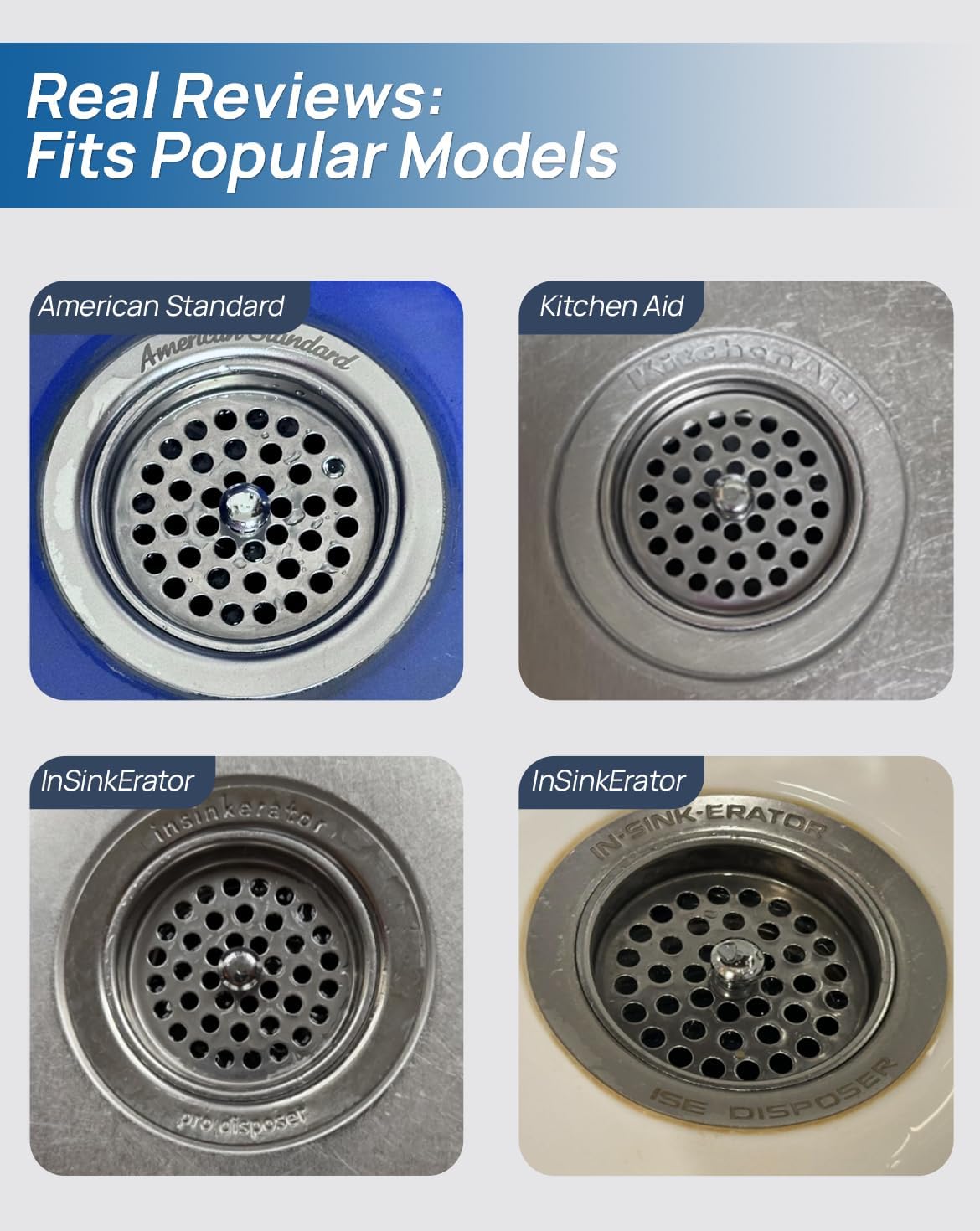 Commercial-Grade Garbage Disposal Basket Strainer Cover, Large Drain Holes