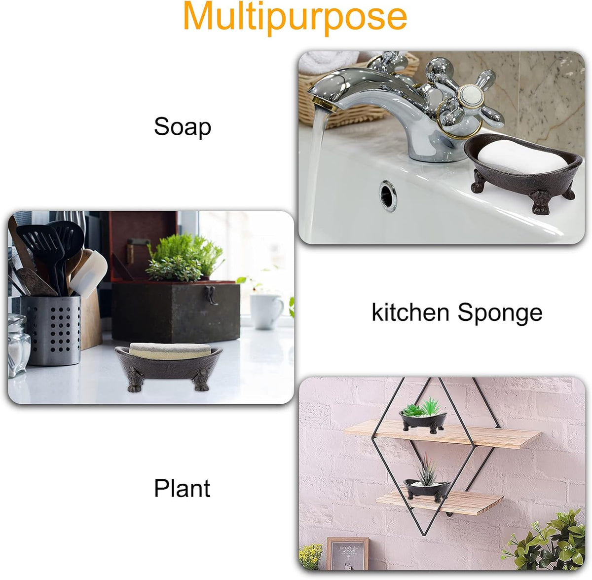 Sumnacon Cast Iron Bathtub Soap Dish, Heavy Duty Vintage Metal Soap Holder