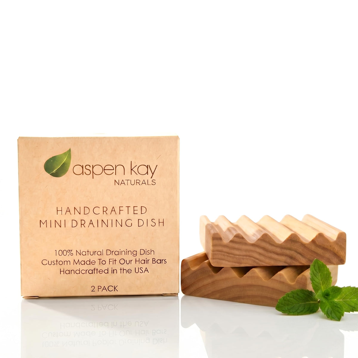 Wooden Soap Dish, Natural Soap Saver Tray with Drainage. 2 Pack - USA Made
