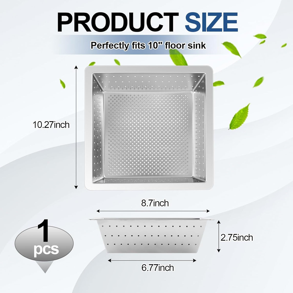 Tuanse 2 Pcs 10 x 10 x 3'' Stainless Steel Commercial Floor Drain Strainer