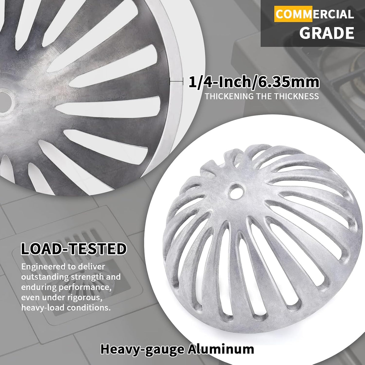 Aluminum Floor Drain Cover, Heavy Duty Commercial Drain Strainer