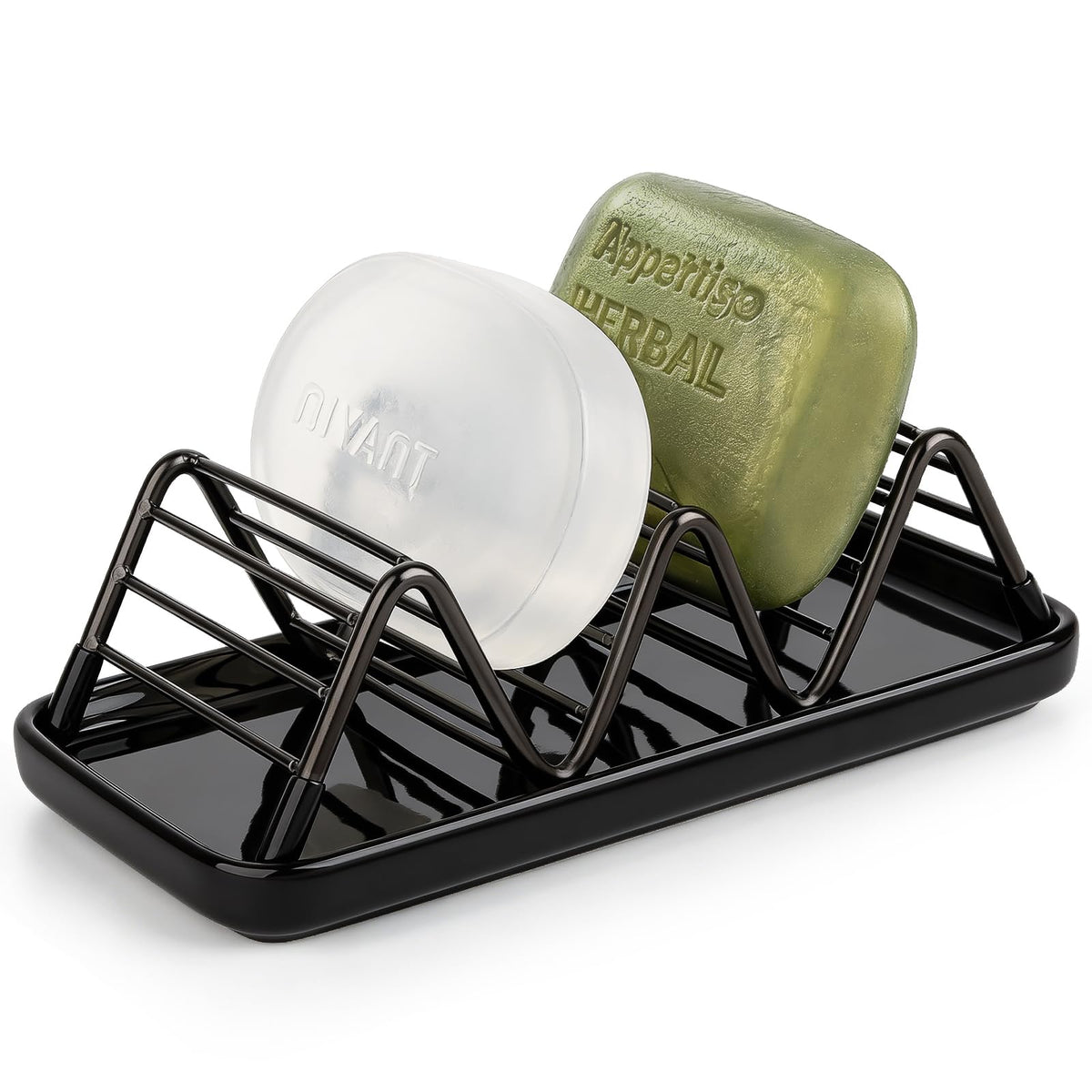 Stainless Steel Soap Dish Draining Soap Holder with Ceramic Tray, Gold