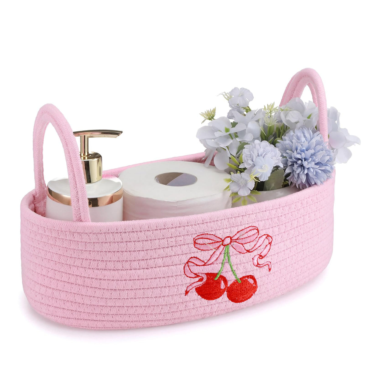 Vesici Eucalyptus Toilet Paper Storage Basket with Handles, Cotton Rope