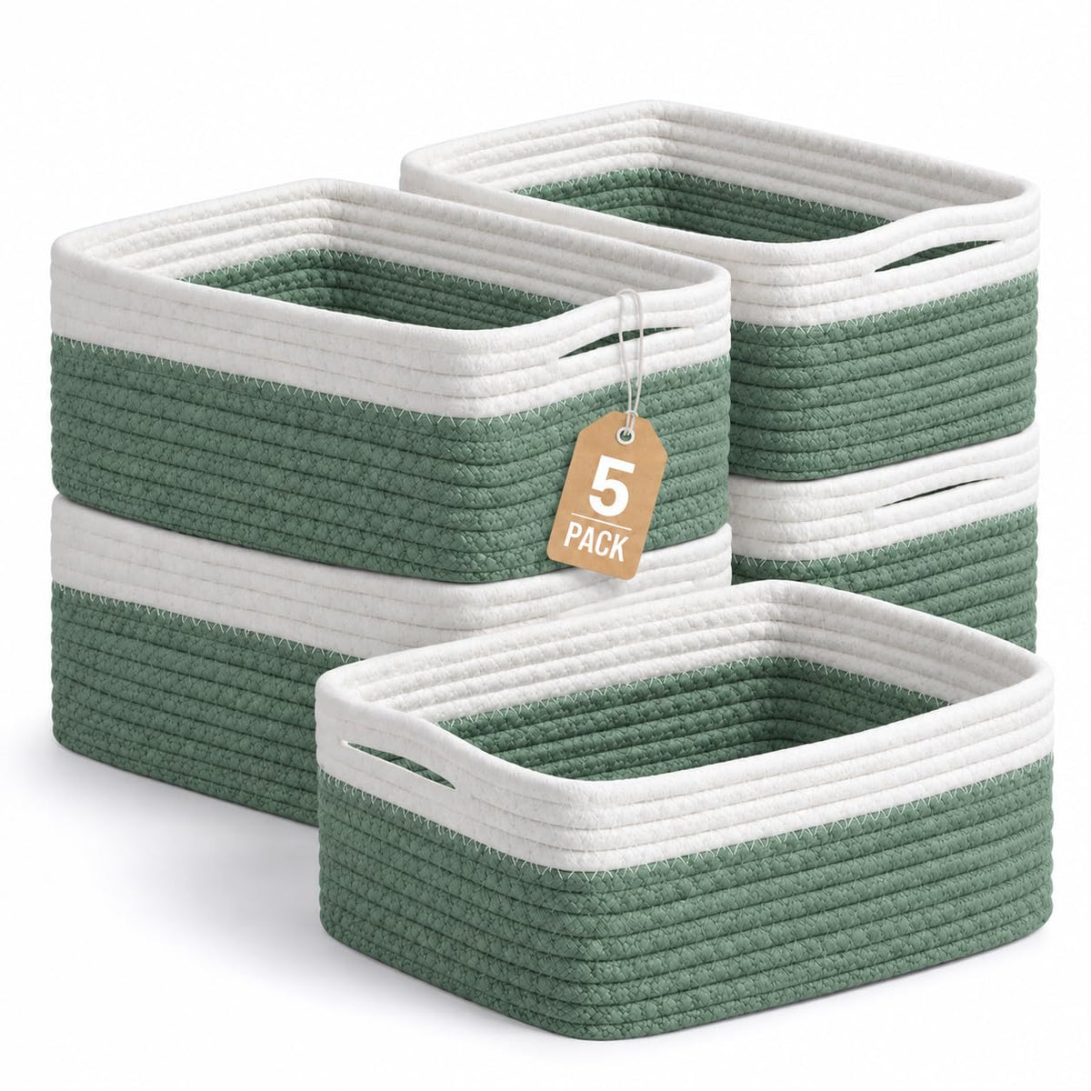 5 Pack Small Woven Storage Baskets for Shelves, Gift Baskets Empty