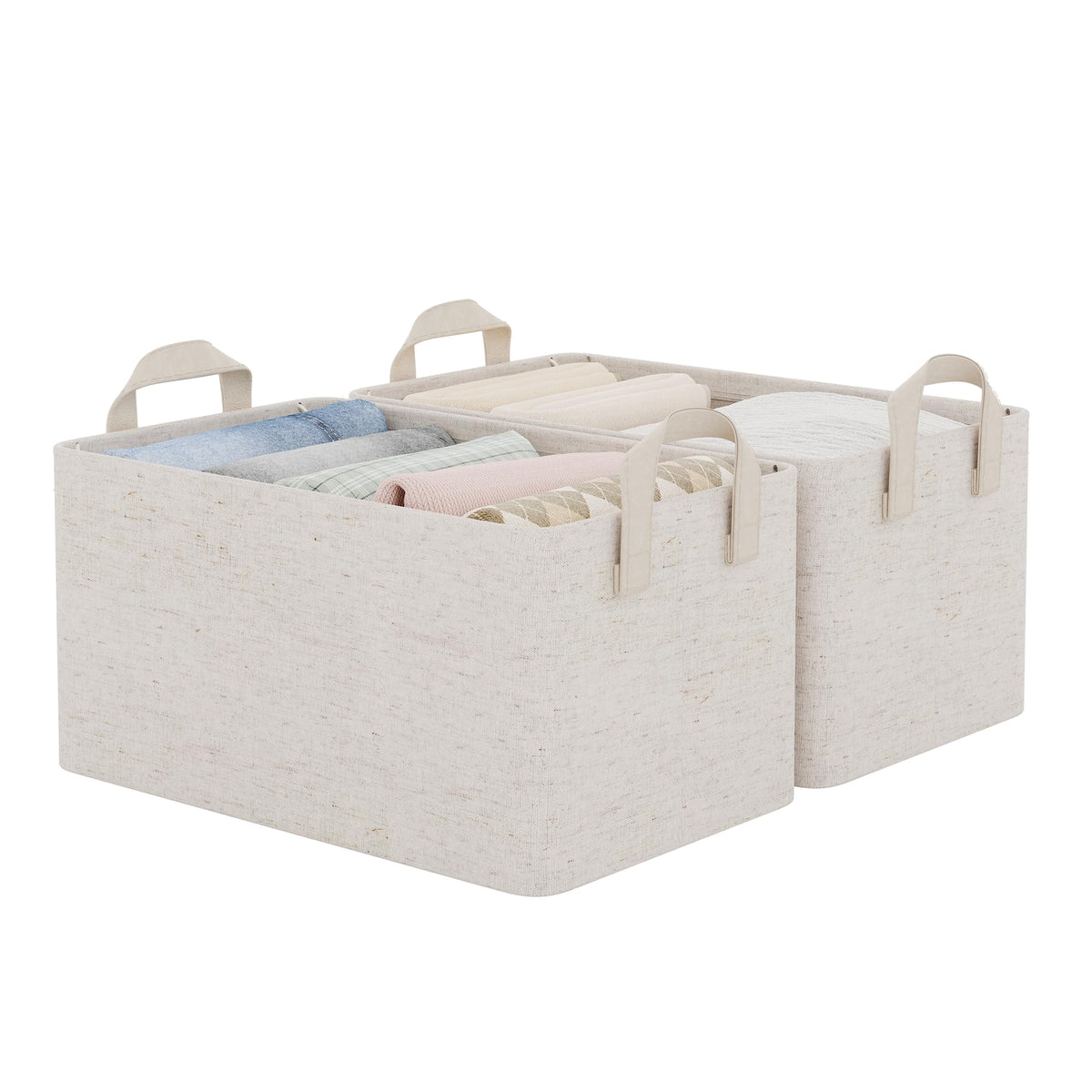 StorageWorks Storage Basket for Shelves, Storage Bins, Beige, 2-Pack