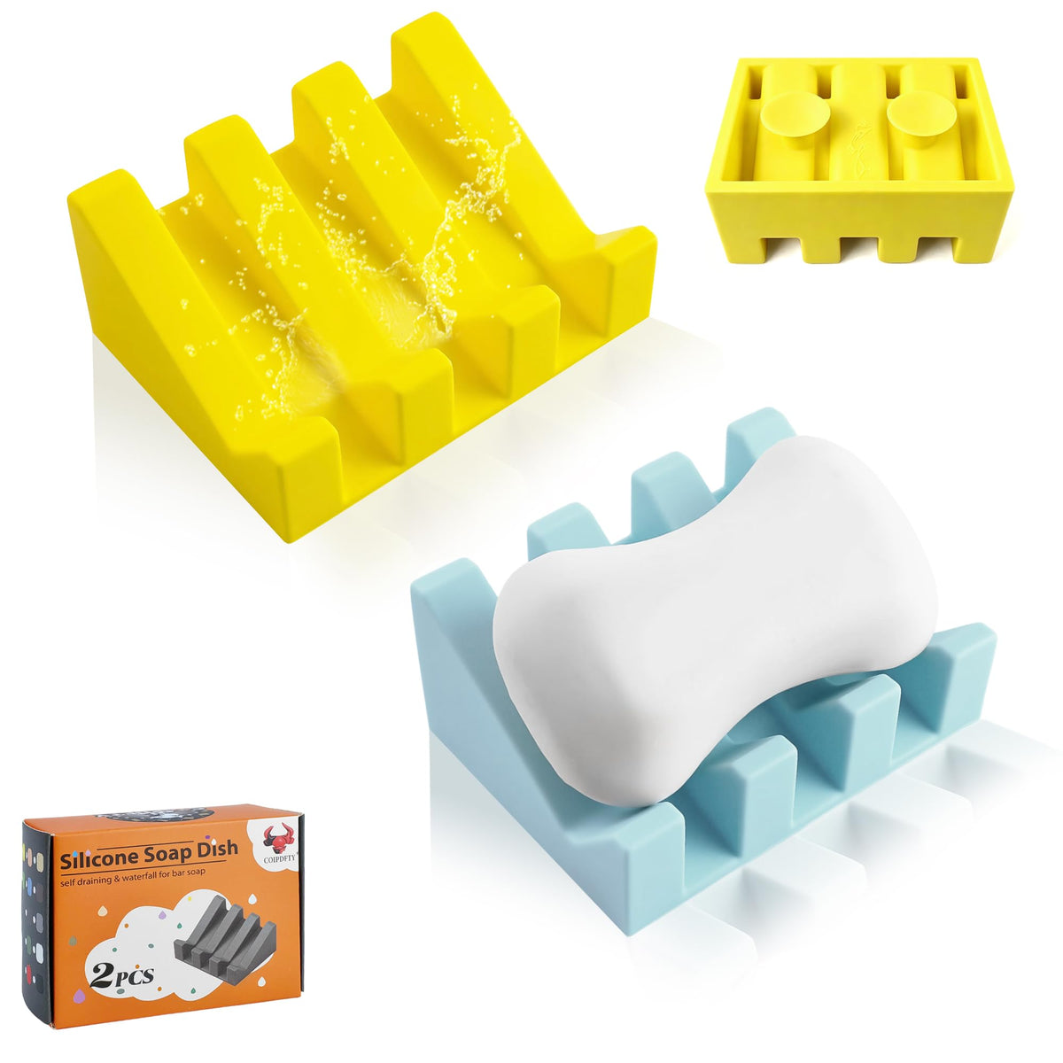 Soap Dish Holder for Shower with Suction Cup, Silicone Soap Holder & Saver Self-Draining Bar Soap Dish Keeps Soap Dry for Bathroom, Kitchen, Bathtub, Extends Soap Life (LightGrey-1Pack)