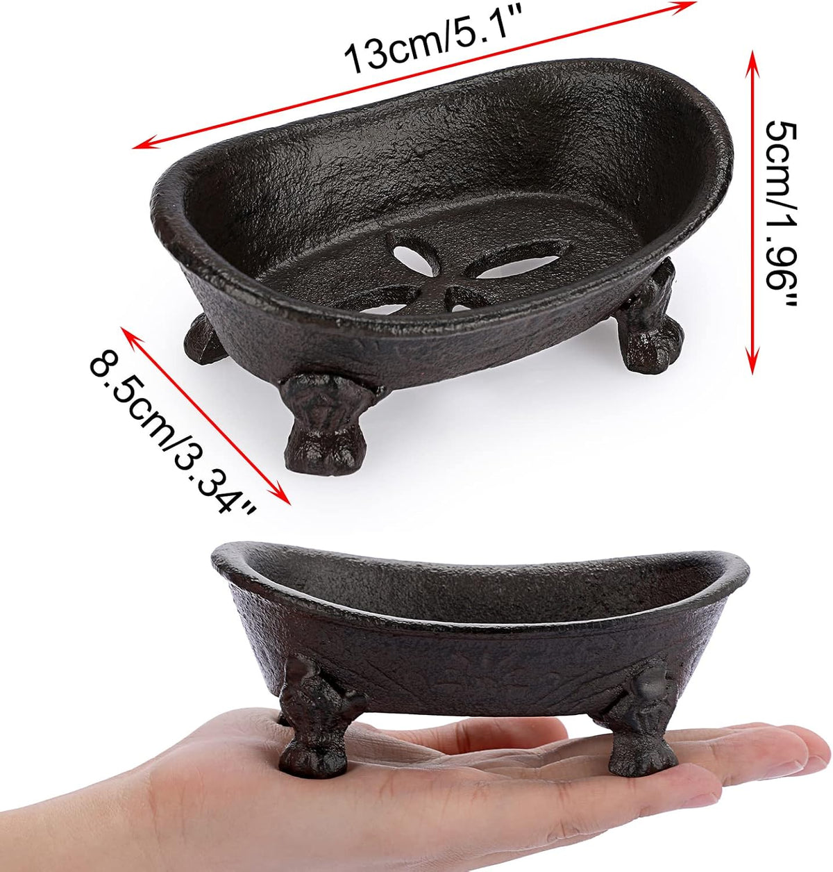 Sumnacon Cast Iron Bathtub Soap Dish, Heavy Duty Vintage Metal Soap Holder