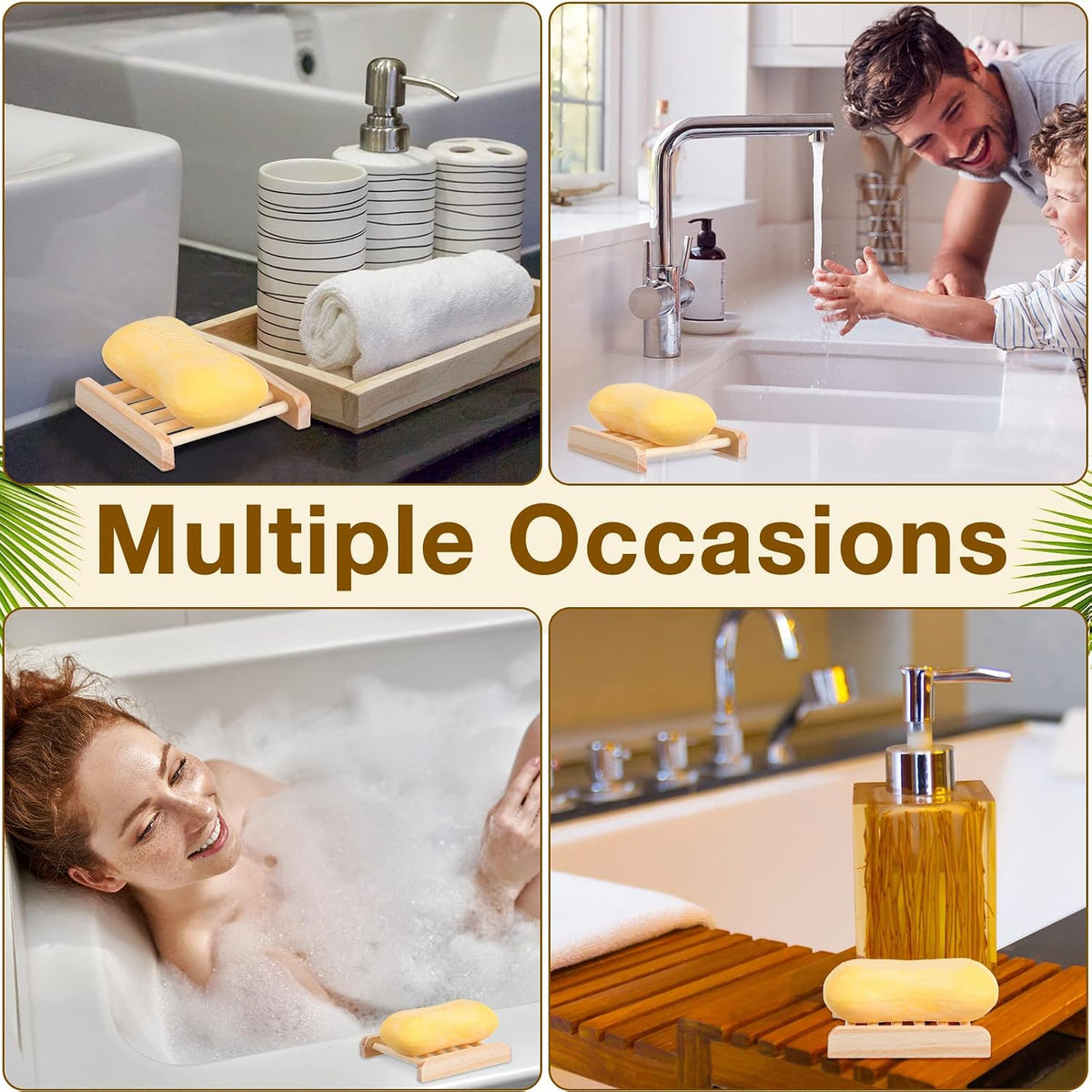 Amyhill 100 Pcs Bamboo Soap Dish Bulk Soap Holder Draining,Wooden Color