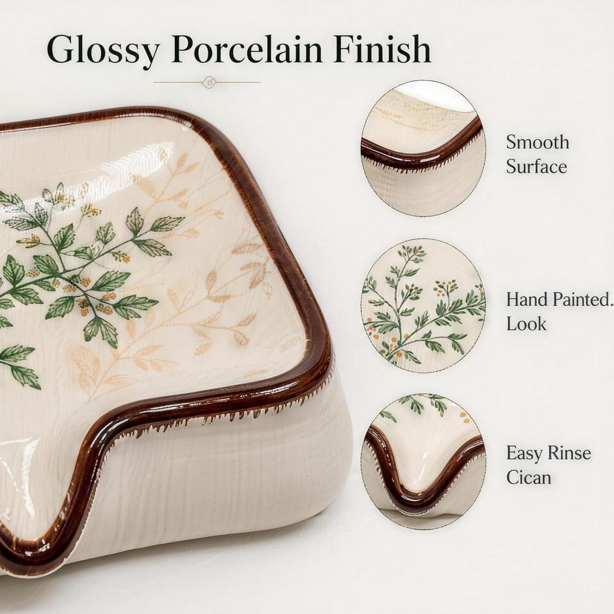 Vintage Floral Ceramic Soap Dish, Self Draining Soap Holder for Bathroom Shower