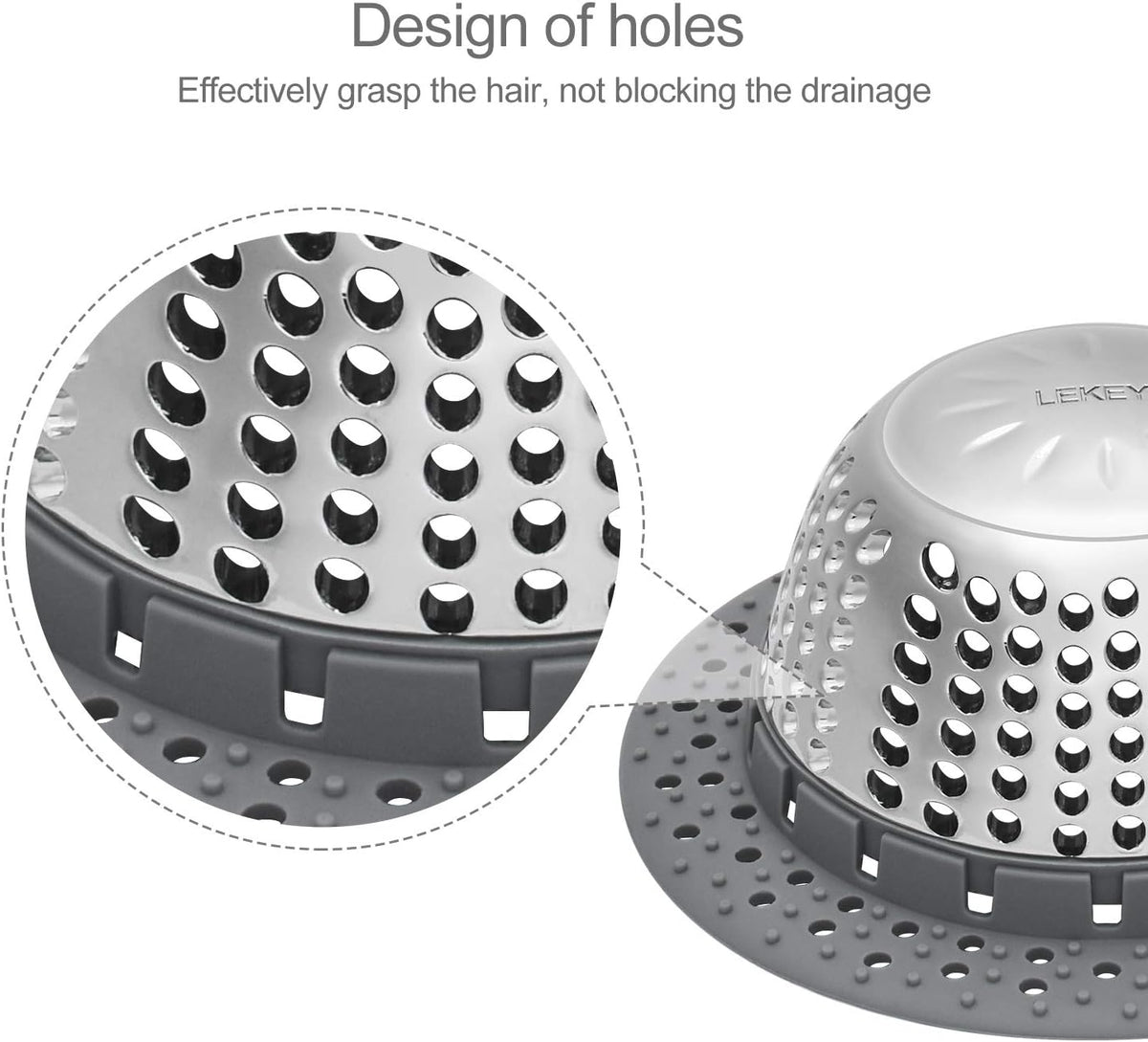 LEKEYE Drain Hair Catcher/Bathtub Drain Cover/Drain Protector for Pop-Up & Regular Drains(Patented Product)