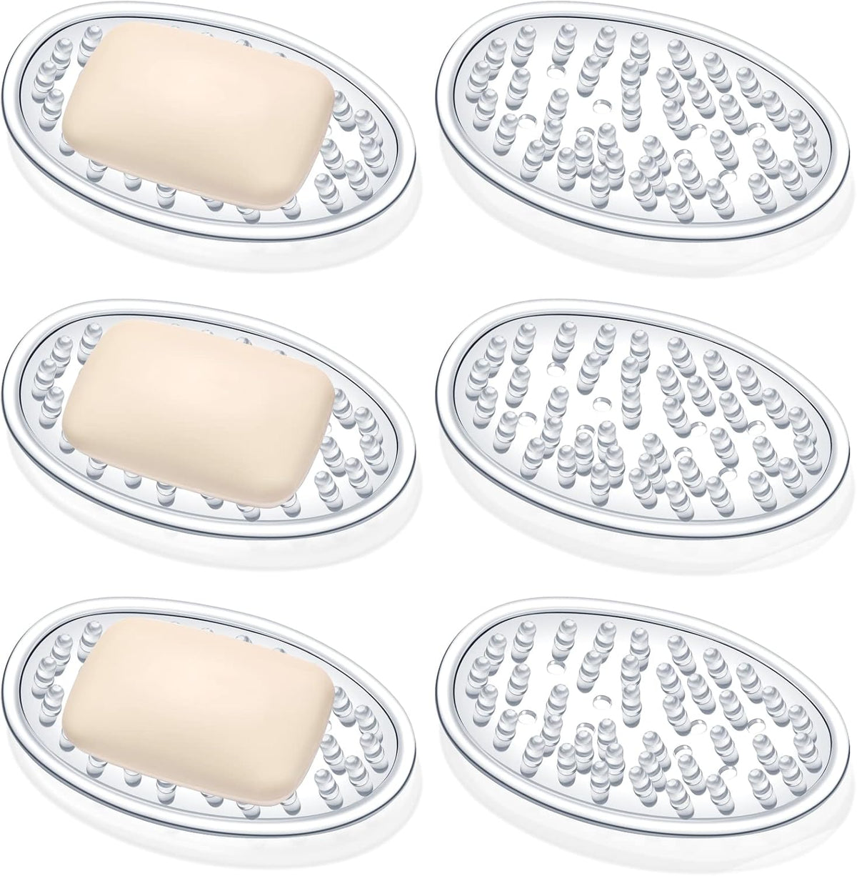 6 Pcs Soap Dish with Holes for Kitchen Bathroom, Clear