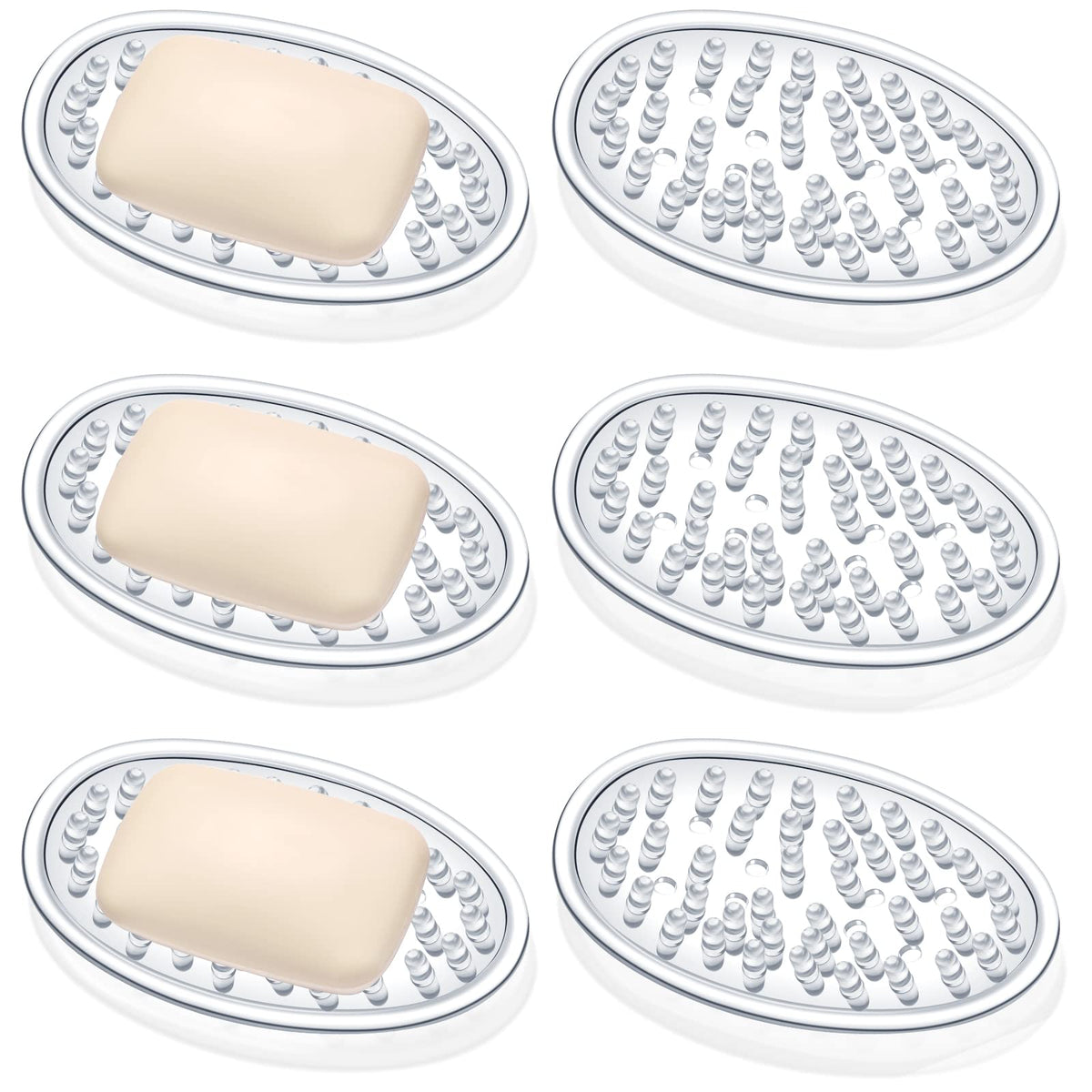 6 Pcs Soap Dish with Holes for Kitchen Bathroom, Clear