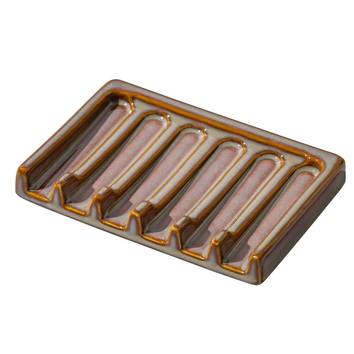 Tanew Self Draining Premium Ceramic Soap Dish, Bar Waterfall Soap Dish, Shower Soap Holder Sponge Holder Soap Tray Savers for Bathroom, Shower, Kitchen, Sink and Countertop