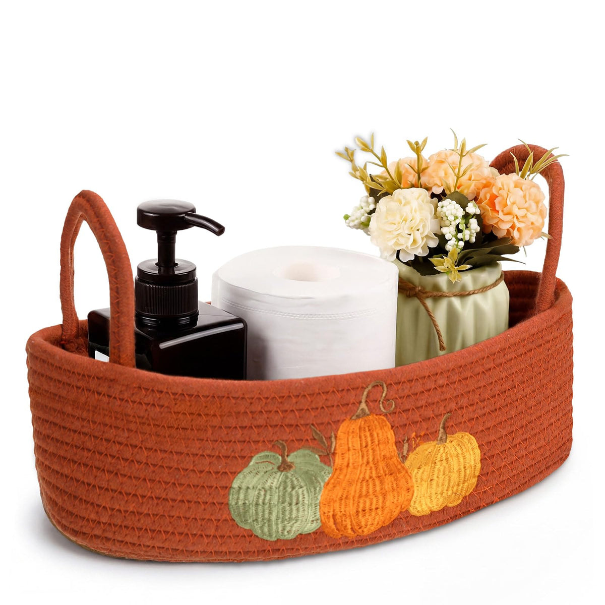 Vesici Eucalyptus Toilet Paper Storage Basket with Handles, Cotton Rope
