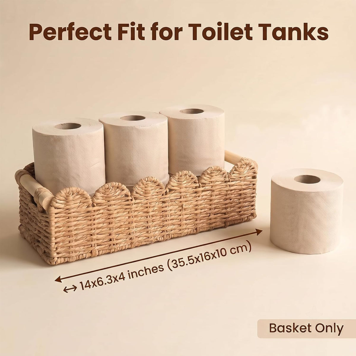 Toilet Paper Storage Basket for the Top of the Toilet Tank – A Decorative and Functional Organizer Toilet Basket Tank Topper, Ideal for Bathrooms, Living Rooms, or Bedroom Countertops