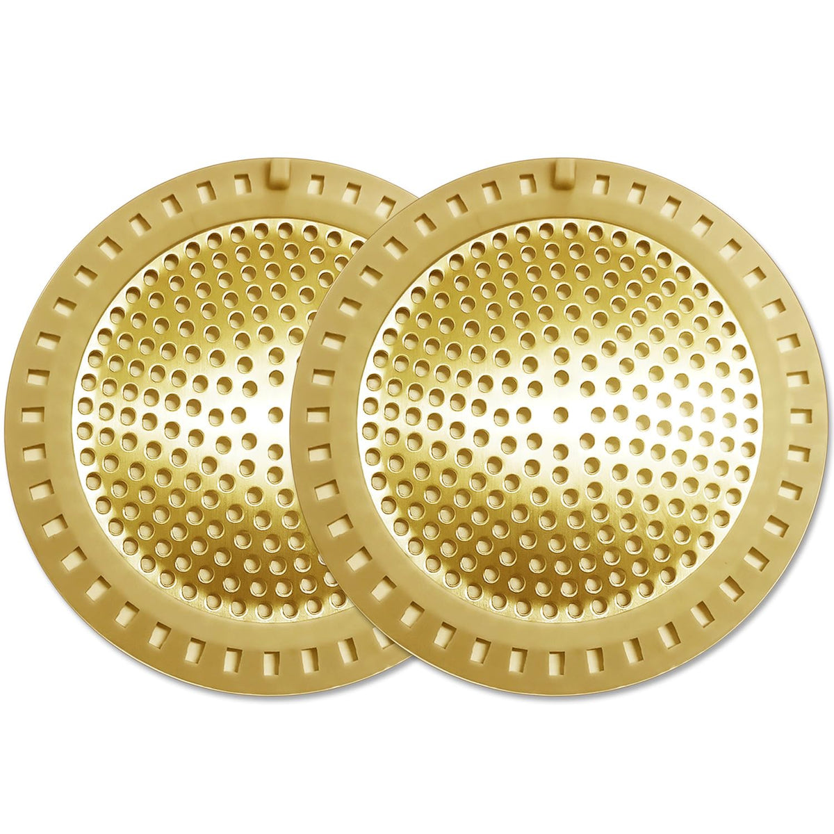 Seatery 2PCS Shower Drain Hair Catcher, Shower Drain Strainer, Stainless Steel with Silicone Edging, 4.75 Inch Diameter