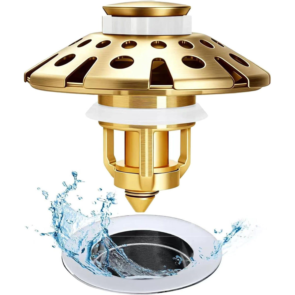 AzWzz Bathroom Sink Stopper with Hair Catcher, Pop Up Sink Drain Strainer