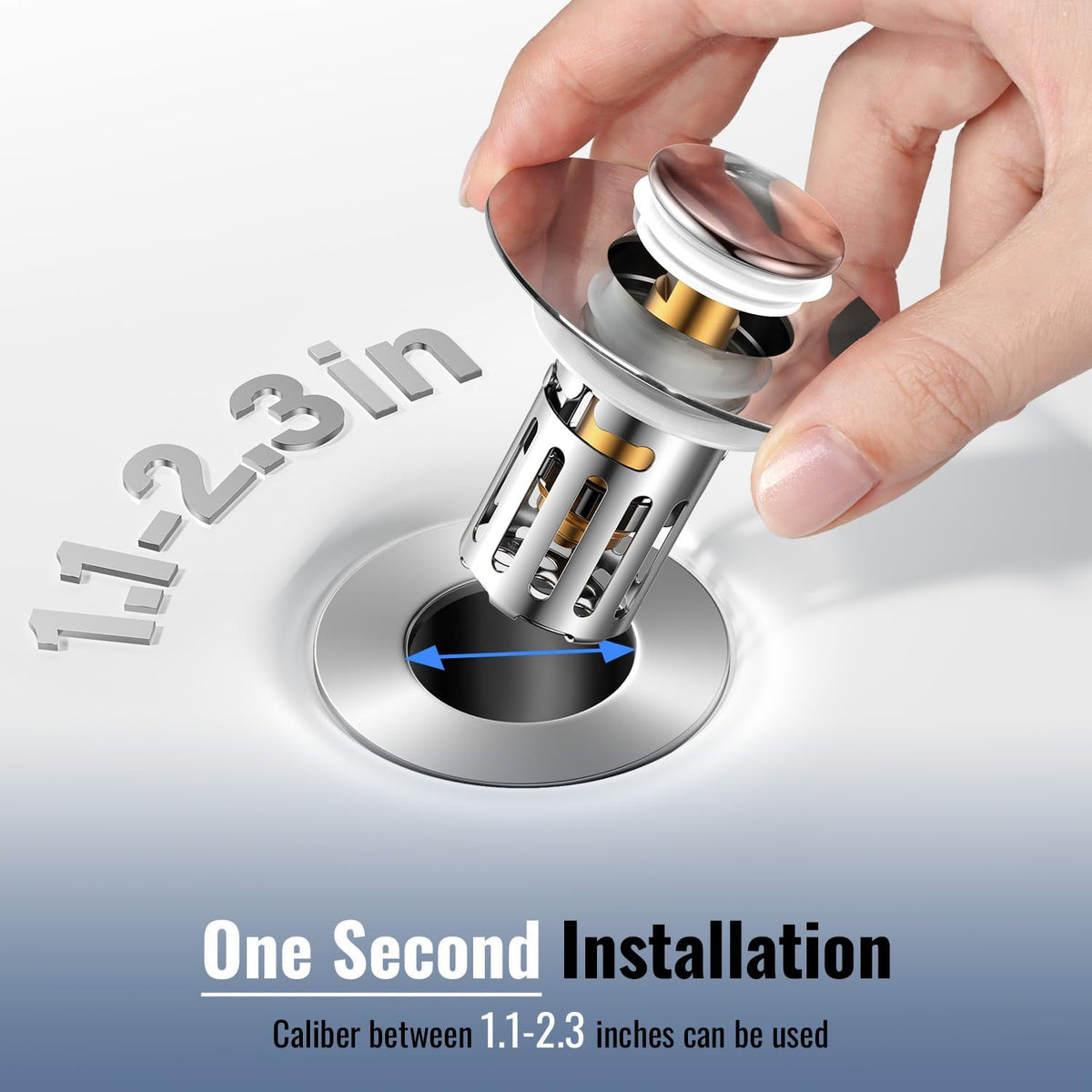 Heavy-Duty All-Metal Sink Stopper & Drain Strainer for Bathroom, Anti-Clog Anti Drain Flies/Smell Blocking/Easy Cleaning/2-Pack/Dual Drainage Modes/Pop-Up Design/Fits 1.1"–2.36" Drain