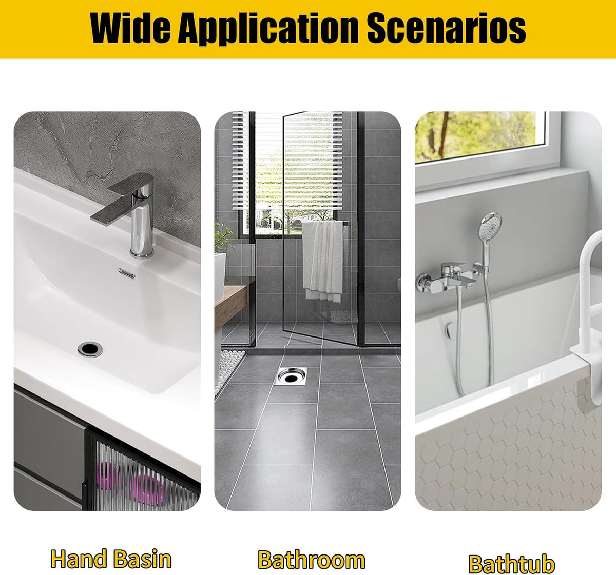 Bathroom Sink Drain Strainer, Bathtub Drain Hair Catcher, 304 Stainless Steel Shower Drain, Deep Basket Cover, Anti-Clog for Pet Hair, Universal Tub Drain Filter
