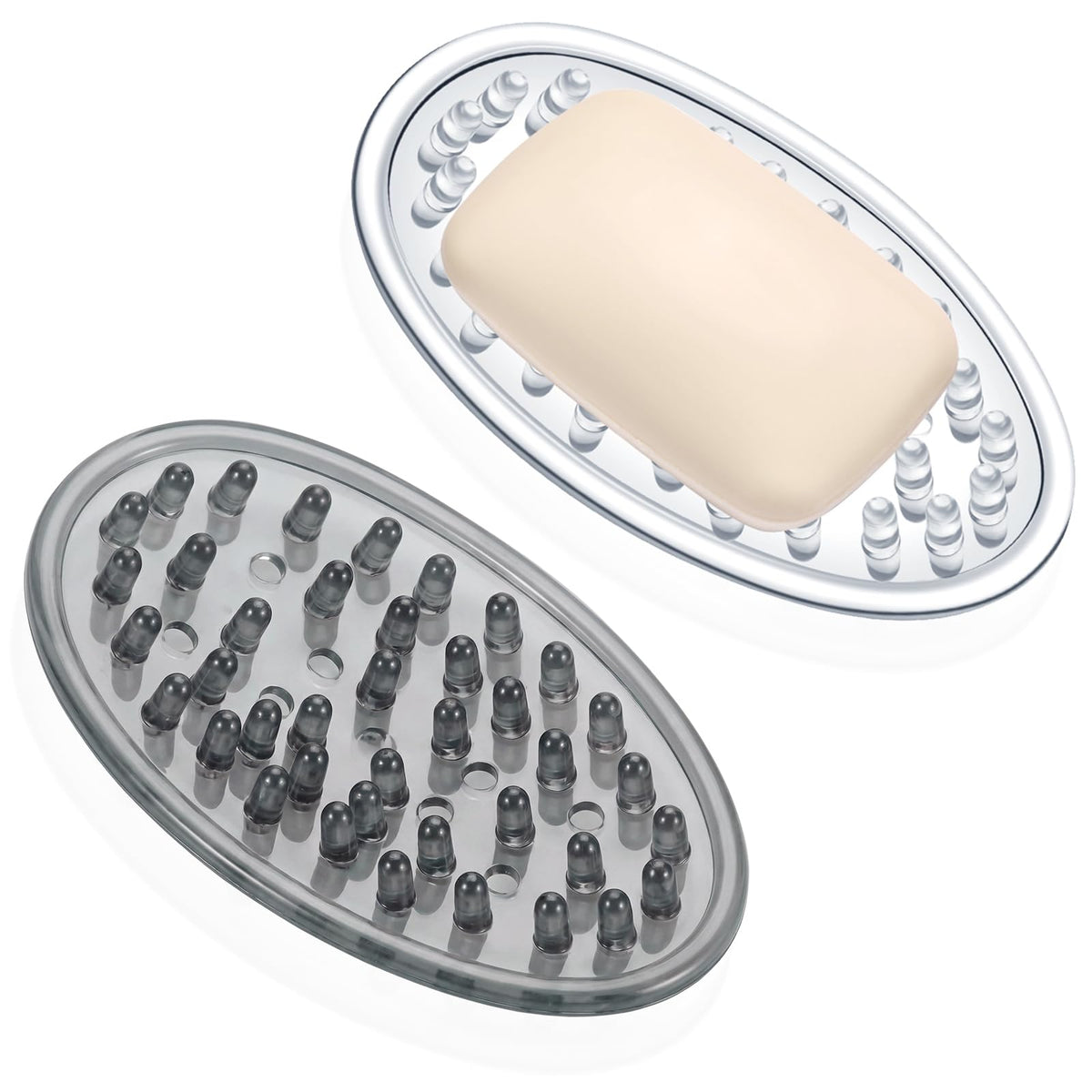 6 Pcs Soap Dish with Holes for Kitchen Bathroom, Clear