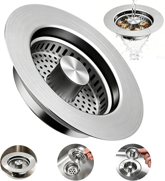 3 in 1 Kitchen Sink Stopper, Pop Up Kitchen Sink Drain Strainer