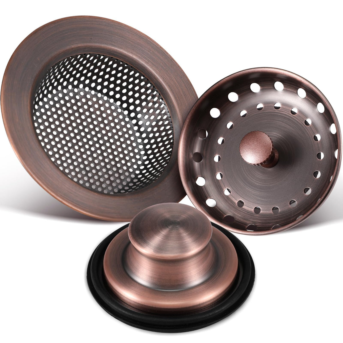 Mudder 3 Pcs Sink Plug Stopper Disposal Drain Strainer,Silver