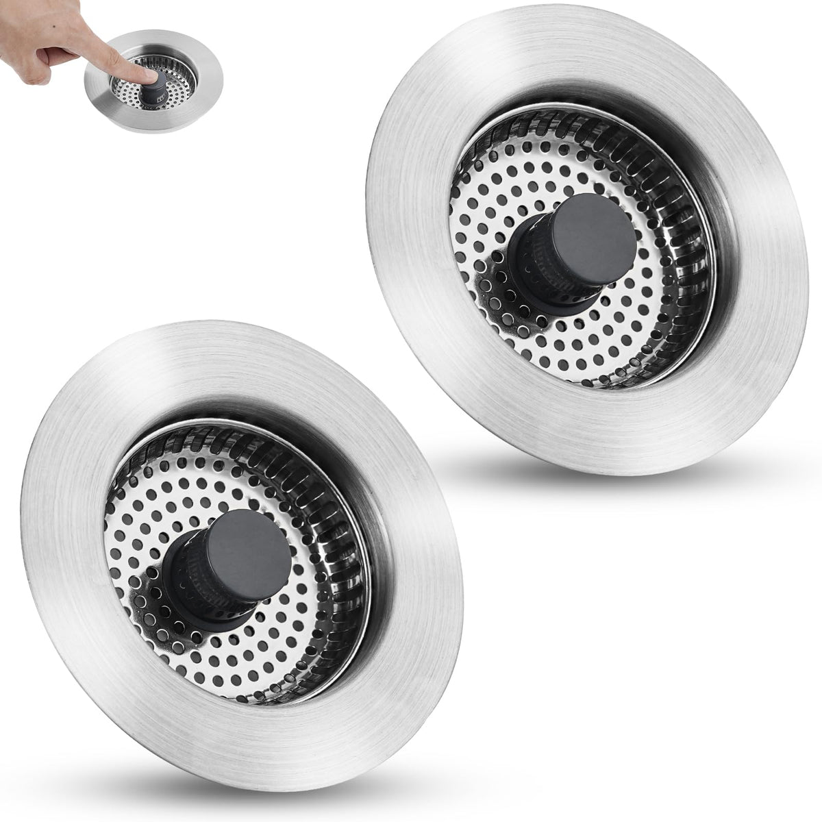 Universal 3 in 1 Kitchen Sink Drain Strainer Stopper Combo, Matte Black