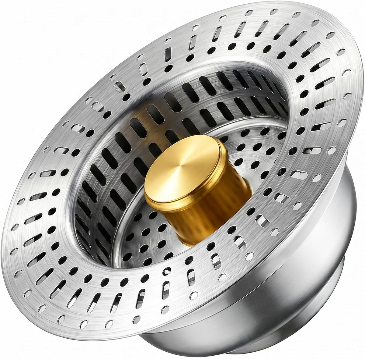 3-in-1 Sink Drain Strainer with Stopper & Basket, Fits 3-1/2" Hole