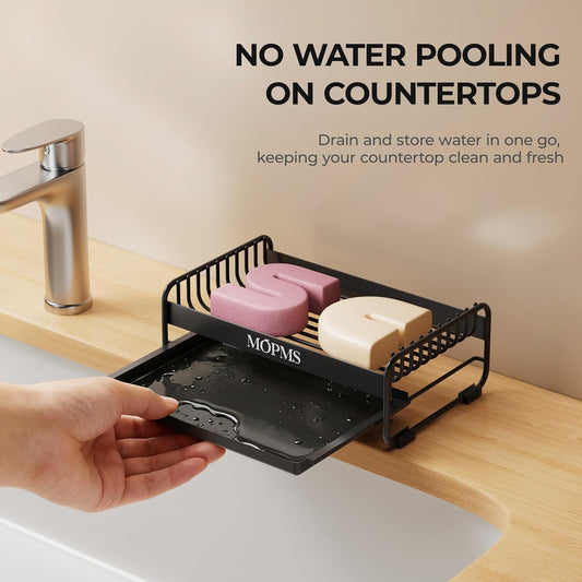 MOPMS Soap Dish for Shower, Carbon Steel Bar Soap Holder with Drainage