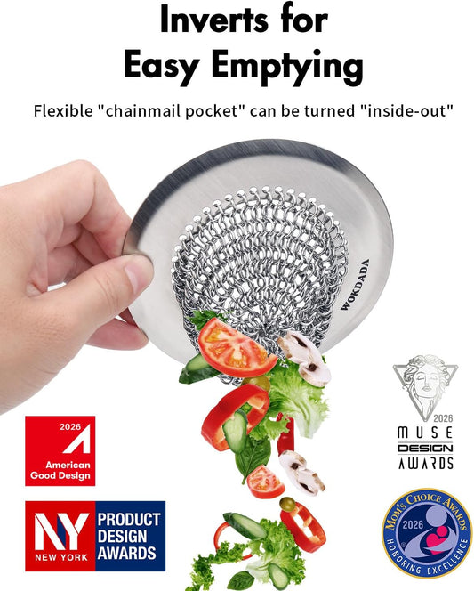 2 Pack Kitchen Sink Drain Strainer,Patented Reversible Chain Mesh Basket