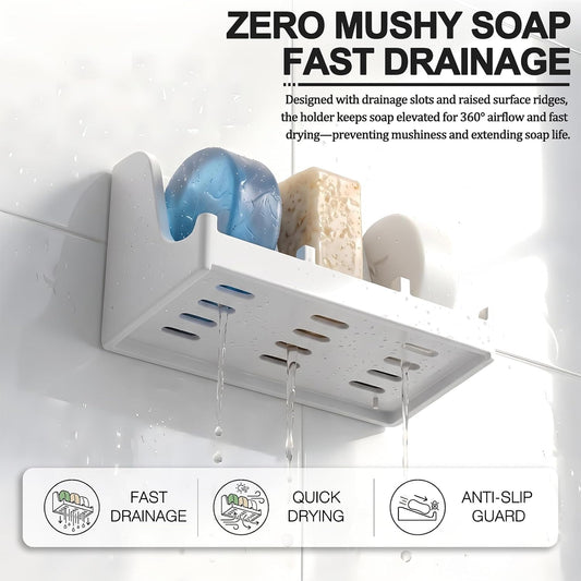 3-Compartment Shower Soap Holder & Organizer for Multiple Bars
