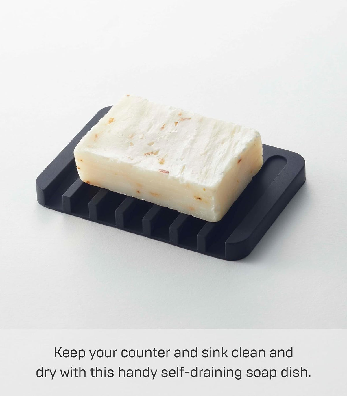 YAMAZAKI Home Flow Soap Tray - Silicone Holder Dish for Sink - Silicone