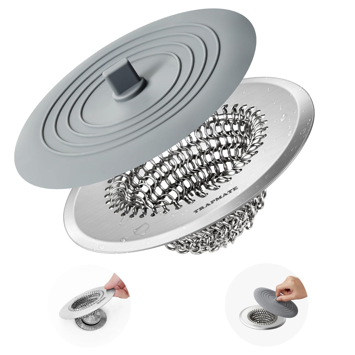 TRAPMATE Shower Drain Hair Catcher, Easy Flip Clean Bathtub Drain Protector