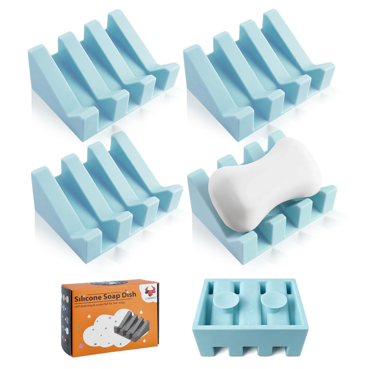 Soap Dish Holder for Shower with Suction Cup, Silicone Soap Holder & Saver Self-Draining Bar Soap Dish Keeps Soap Dry for Bathroom, Kitchen, Bathtub, Extends Soap Life (LightGrey-1Pack)