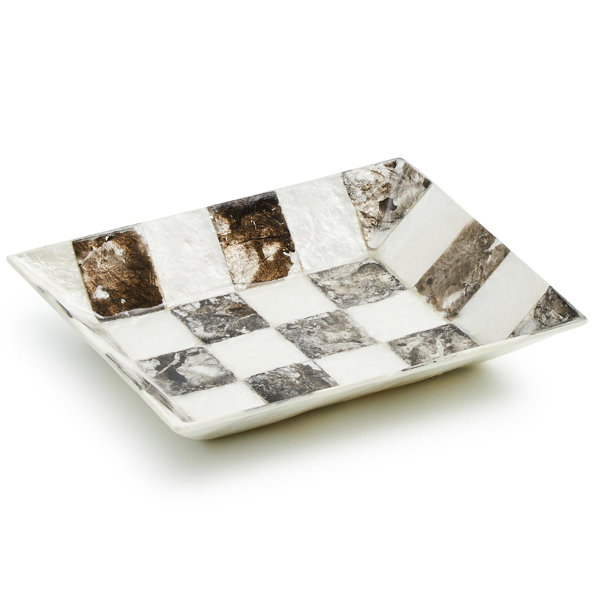 MACKENZIE-CHILDS Capiz Soap Dish, Purple-and-White Violet Check