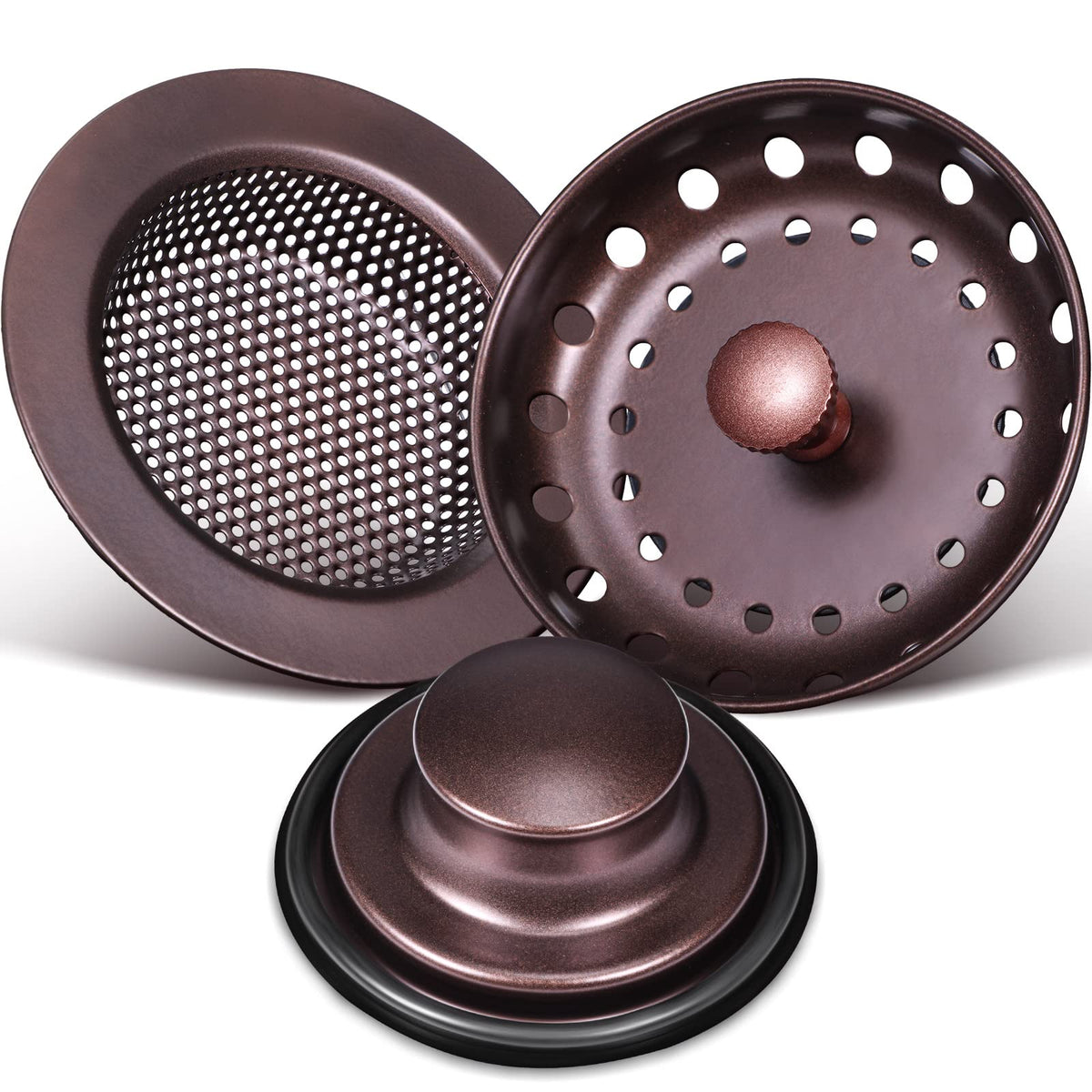 Mudder 3 Pcs Sink Plug Stopper Disposal Drain Strainer,Silver