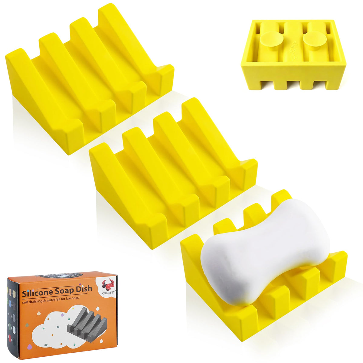 Soap Dish Holder for Shower with Suction Cup, Silicone Soap Holder & Saver Self-Draining Bar Soap Dish Keeps Soap Dry for Bathroom, Kitchen, Bathtub, Extends Soap Life (LightGrey-1Pack)