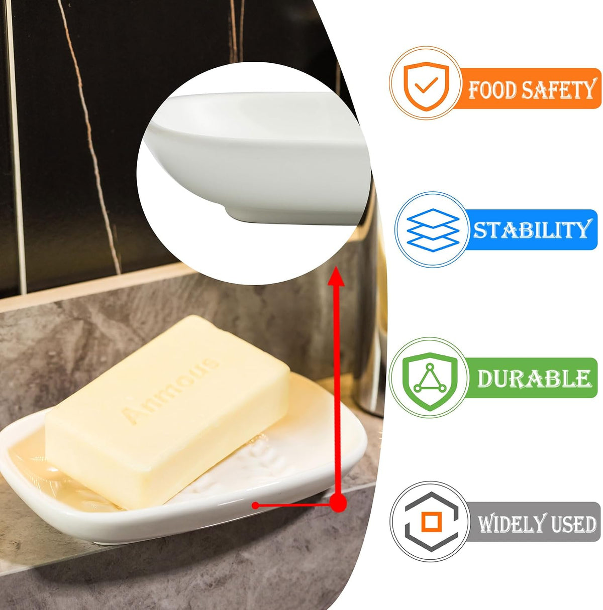 Miamolo Soap Dish for Shower, Soap Holder Raised Design, No More Mushy Soap