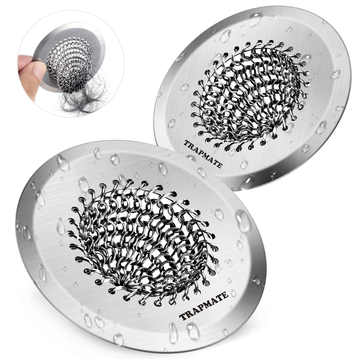 TRAPMATE Shower Drain Hair Catcher, 2.8" Bathtub Stopper Drain Strainer Kit