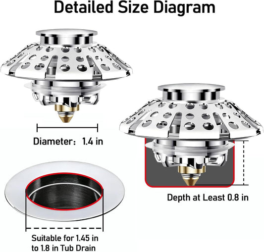 AzWzz Tub Stopper Bathtub Drain Stopper Plug, Pop Up Tub Drain Hair Catcher
