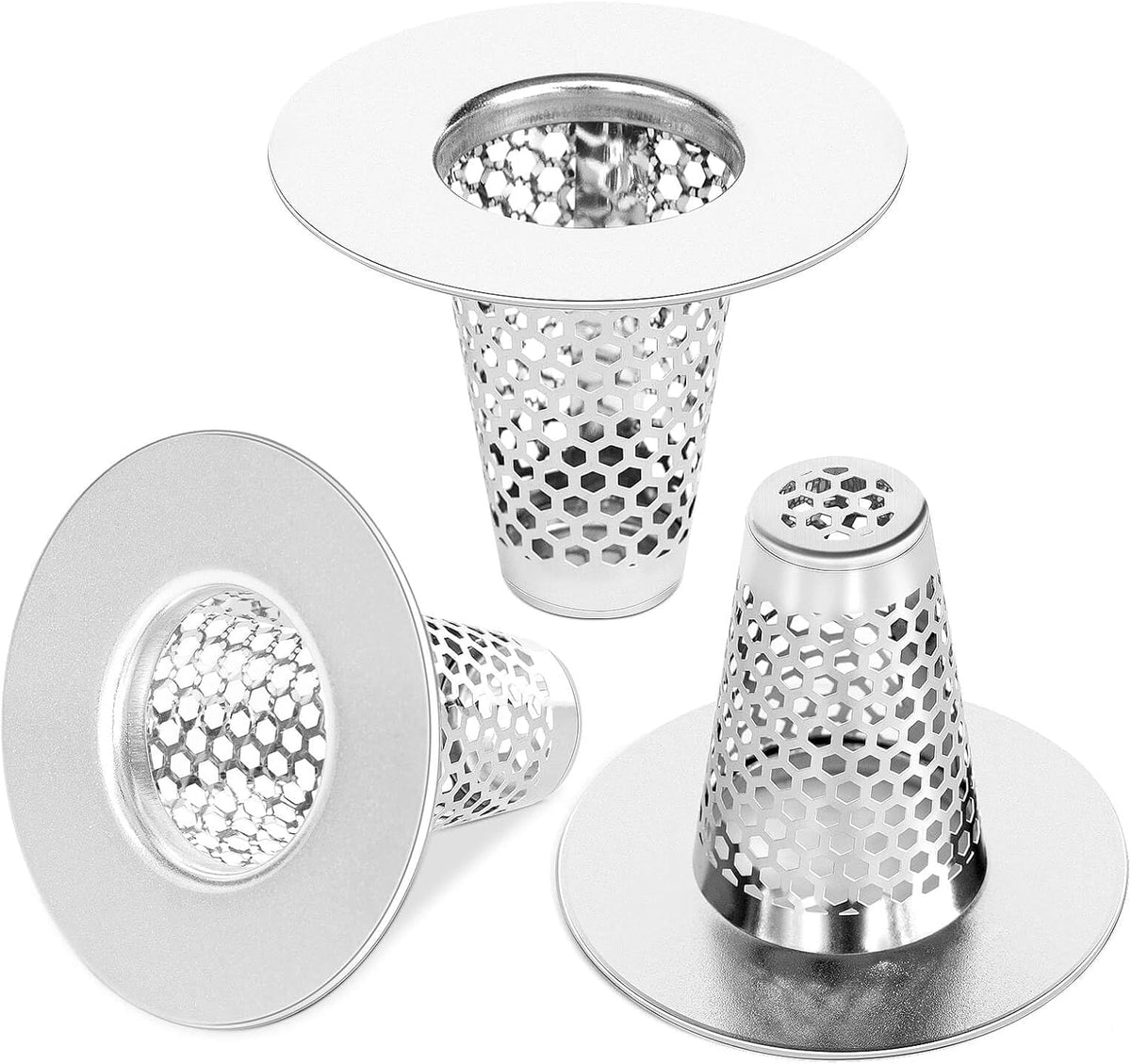 Dayker 3PCS Bathroom Sink Drain Strainers, Stainless Steel Hair Catcher