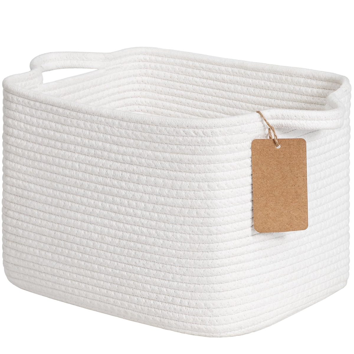 Goodpick Woven Rope Storage Basket for Shelves, Rectangle, Black
