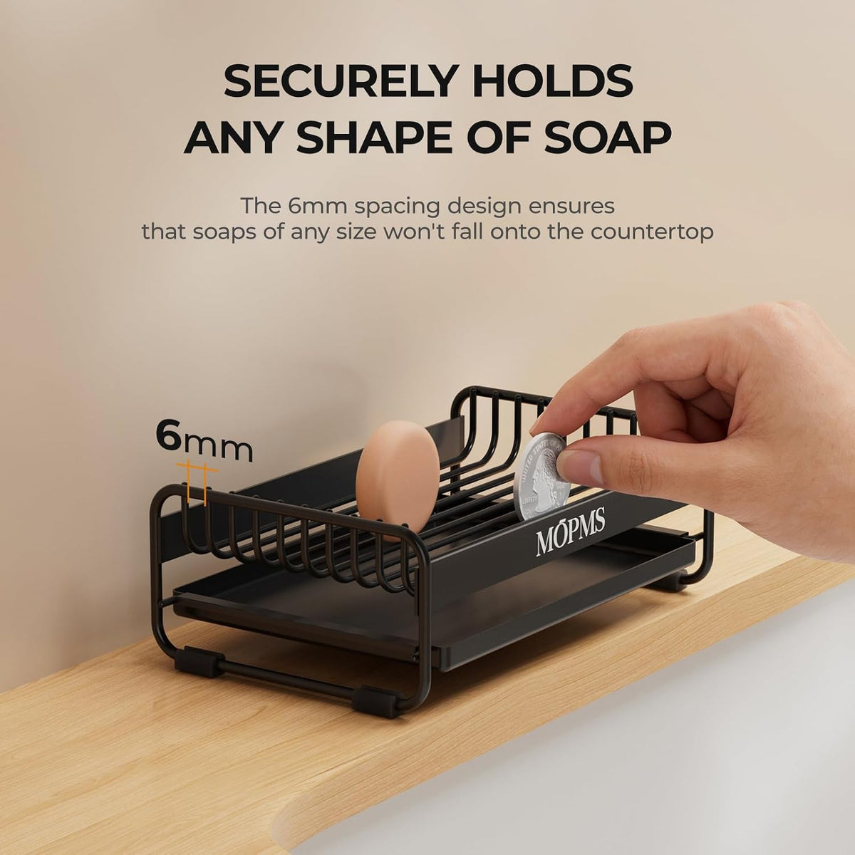 MOPMS Soap Dish for Shower, Carbon Steel Bar Soap Holder with Drainage